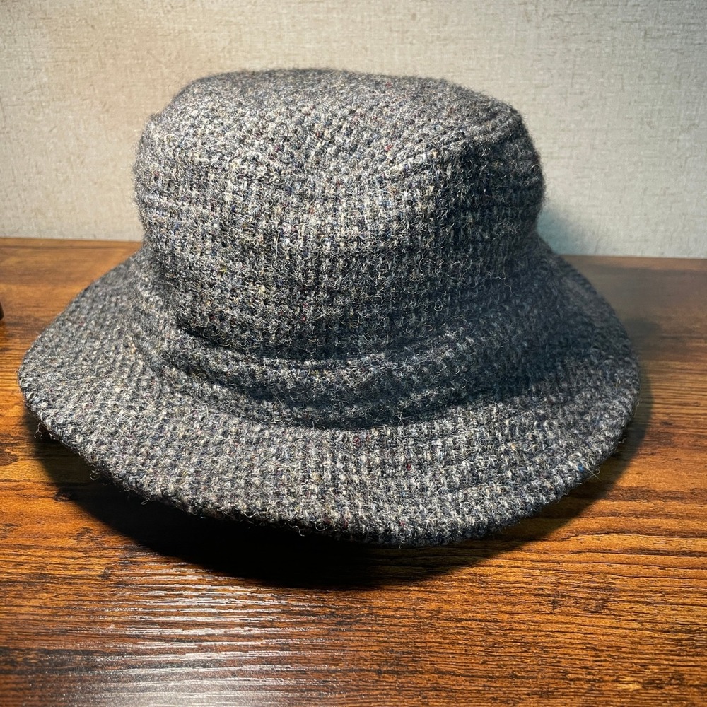 LL Bean Harris Tweed Gore-Tex Bucket Hat Mens XL Grey Wool Scottish Made in USA